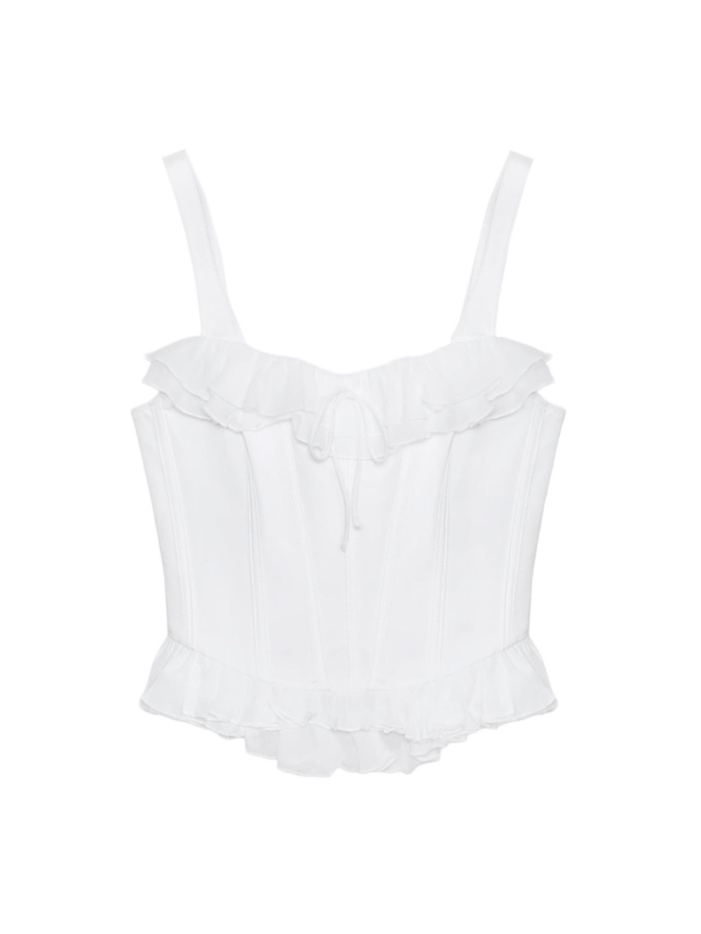Zara White Ruffle Bustier Top